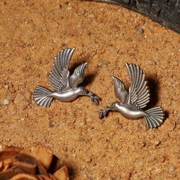 VENI Silver-Plated Oxidised Classic Studs Earrings-image-28