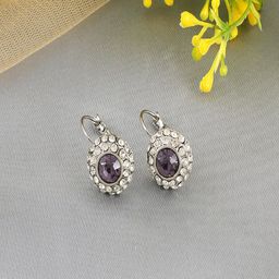 UNIVERSITY TRENDZ Silver Plated Crystals Studded Drop Earrings-image-89