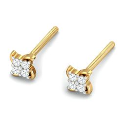 KUBERBOX Quartet Kid' 18KT Gold Diamond-Studded Earrings-0.76gm-image-5