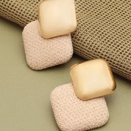 DressBerry Beige Gold-Plated Diamond Shaped Drop Earrings-39