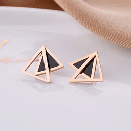 Yellow Chimes Black & Rose Gold Quirky Studs Earrings-24