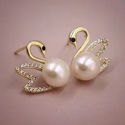 FIMBUL Gold-Plated Artificial Stones and Beads Stud Earrings-3