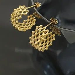 KRYSTALZ Gold Plated Half Hoop Earrings-image-61