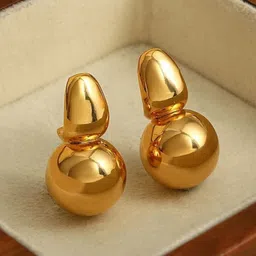 KRYSTALZ Gold Plated Circular Drop Earrings-image-26