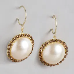 DressBerry Stone Studded Circular Drop Earrings-4