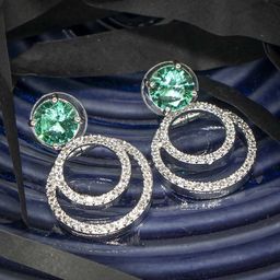 Manikya Rhodium-Plated Cubic Zirconia Studded Circular Drop Earrings-12
