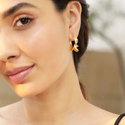 Rubans Voguish Gold-Plated Circular Half Hoop Earrings-15