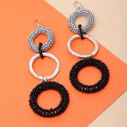 Madame Silver-Plated Black & White Circular Drop Earrings-13
