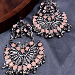 VAGHBHATT Silver Plated Circular Drop Earrings-18