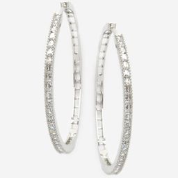 DressBerry Rhodium Plated American Diamond Circular Hoop Earrings-17