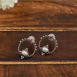 VENI Silver-Toned Circular Earrings-15