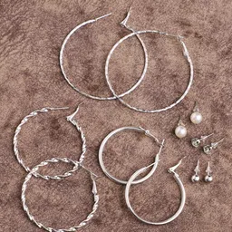 VENI Silver-Toned Circular Hoop Earrings-21