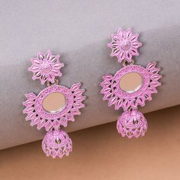 HOUSE OF ARLI Silver-Plated Circular Drop Earrings-19