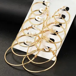 Yellow Chimes Set of 6 Gold Plated Circular Hoop Earrings-12