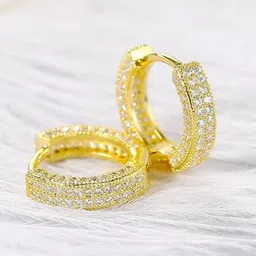Jewels Galaxy Gold-Plated Cubic Zirconia Stone Studded Hoop Earrings-image-55