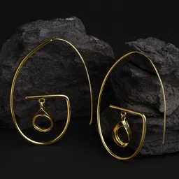 XPNSV Gold-Plated Luxe Oval Dangler Drop Earrings-37