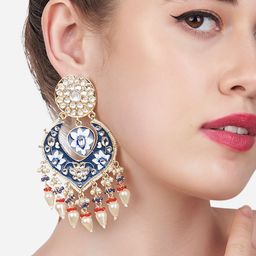 Zaveri Pearls Multicoloured Meenakari Chandbalis Earrings-image-39