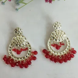 Crunchy Fashion Gold-Plated Stone-Studded & Beaded Chandbalis-image-85