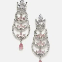 Aazeen Rhodium-Plated Crescent Shaped Chandbalis Earrings-19