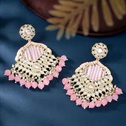 Peora Gold-Plated Kundan-Studded & Beaded Dangle Chandbalis-46