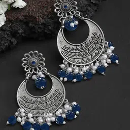 KARATCART Silver-Plated Contemporary Chandbalis Earrings-78