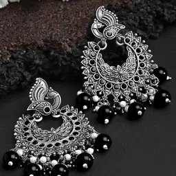 KARATCART Silver-Plated Contemporary Chandbalis Earrings-43