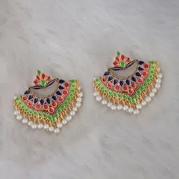 Yellow Chimes Gold Plated Pearls Chandbalis-26