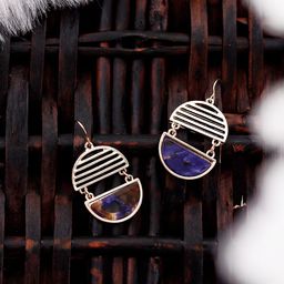Bellofox Blue & Gold-Toned Gold-Plated Contemporary Drop Earrings-image-58