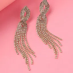 DressBerry Silver Plated Studded Drop Earrings-17