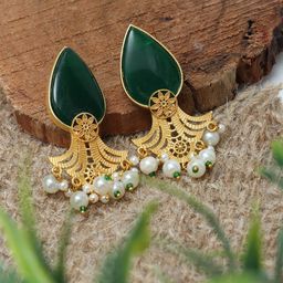 Ozanoo Gold-Plated Teardrop Shaped Drop Earrings-17