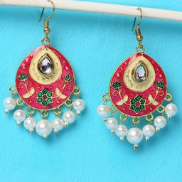 OOMPH Teardrop Shaped Beaded Drop Earrings-34
