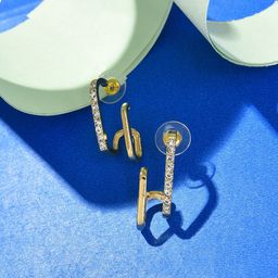 SOHI Gold-Toned Contemporary Drop Earrings-image-12