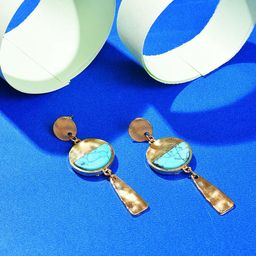 SOHI Blue Contemporary Drop Earrings-image-86