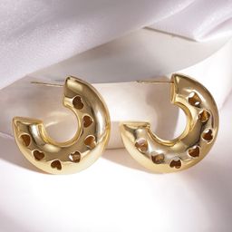 Rubans Voguish 18k Gold plated Stainless Steel Tarnish-Free Waterproof Hoop Earrings-51