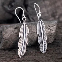 Studio One Love Silver-Plated Feather Shaped Drop Earrings-12