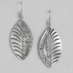 RICHEERA Silver-Plated Leaf Shaped Drop Earrings-48