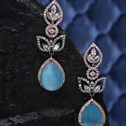 ZENEME Rose Gold-Plated Teardrop Shaped Drop Earrings-66