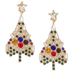 Accessorize Stone Studded Teardrop Shaped Drop Earrings-10