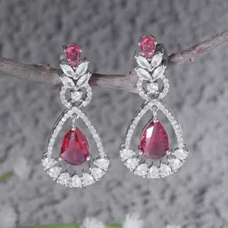 ZENEME Rhodium-Plated Drop Earrings-image-7