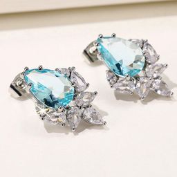 Jewels Galaxy Silver Plated Teardrop Shaped Stud Earrings-45