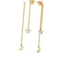 KUBERBOX Moon-Star 18KT Gold Diamond-Studded Jacket Earrings-1.24gm-image-24