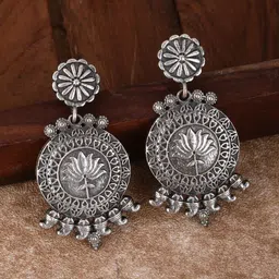 Sangria Oxidised Silver Plated Chandbalis-image-11