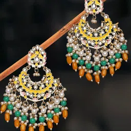 OOMPH Meenakari Pearls Studded Chandbali-image-40