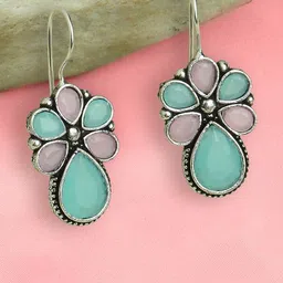 OOMPH Artificial Stones and Beads Floral Drop Earrings-58
