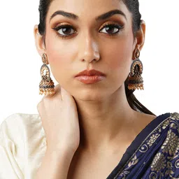 Anouk Silver-Toned Brass-Plated Contemporary Jhumkas-image-52