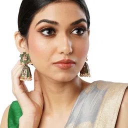 Anouk Gold-Toned Brass-Plated Dome Shaped Jhumkas-89