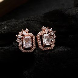 CARDINAL Rose Gold Square American DimaondStuds Earrings-picture-13