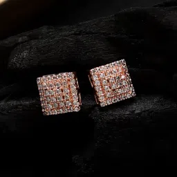 CARDINAL Rose Gold Square American Dimaond Studs Earrings-33