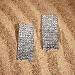 SOHI Silver-Plated Square Drop Earrings-22