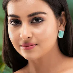 Saraf RS Jewellery Sea Green Square Studs Earrings-image-55